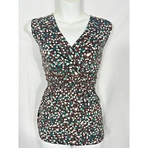 Vintage Cato Y2K Brown Tuquoise‎ Polka Dot Babydoll Top Size L Boho Fairy Grunge